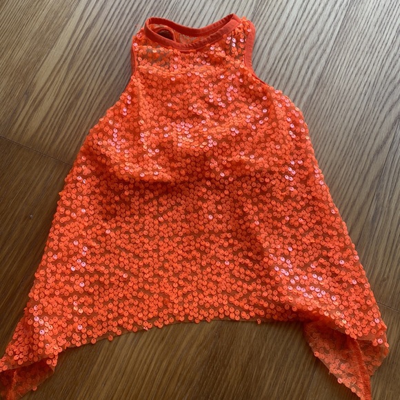 A Wish Come True Girl Black Orange Dance Costume Set Top And Leggings Size 6 SC - Picture 2 of 6